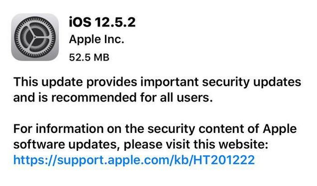苏尼特右苹果手机维修分享iOS12.5.2发布，建议所有老苹果用户安装 